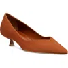 Stuart Weitzman Eva Kitten Heel Pointed Toe Pump In Briddle Brown