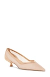 Stuart Weitzman Eva Kitten Heel Pointed Toe Pump In Gold