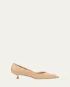 Stuart Weitzman Eva Leather Kitten-heel Pumps In Adobe