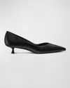 Stuart Weitzman Eva Leather Kitten-heel Pumps In Black