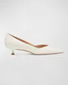 Stuart Weitzman Eva Leather Kitten-heel Pumps In Cream