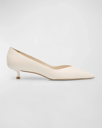 STUART WEITZMAN EVA LEATHER KITTEN-HEEL PUMPS