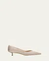 Stuart Weitzman Stuart Pointed Toe Kitten Heel Pumps In Poudre