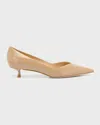 Stuart Weitzman Eva Patent Kitten-heel Pumps In Adobe