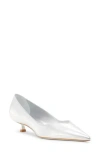 Stuart Weitzman Stuart Metallic Leather Kitten-heel Pumps