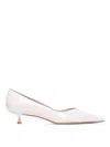 Stuart Weitzman Eva Leather Kitten-heel Pumps In Blanco