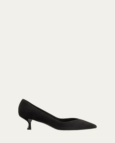 Stuart Weitzman Eva Denim Kitten-heel Pumps In Black