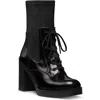 Stuart Weitzman Everitt Stretch Leather Lace-up Booties In Black