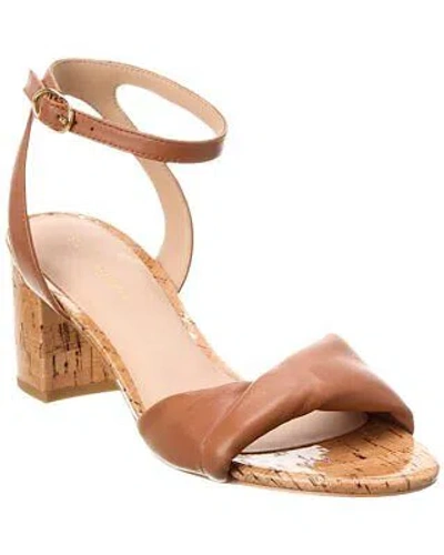 Pre-owned Stuart Weitzman Everly 50 Leather Sandal Women's In Brown