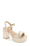 Stuart Weitzman Everly Block Heel Platform Sandal In Platino