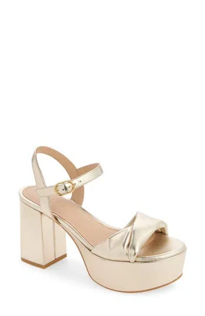 Stuart Weitzman Everly Block Heel Platform Sandal In Platino