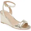 Stuart Weitzman Everly Wedge Sandal In Platino