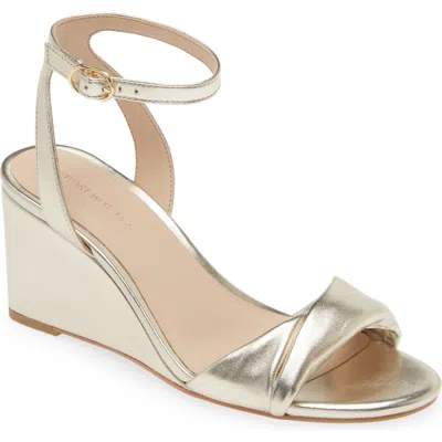 Stuart Weitzman Dayna Metallic Crisscross Wedge Sandals In Neutral