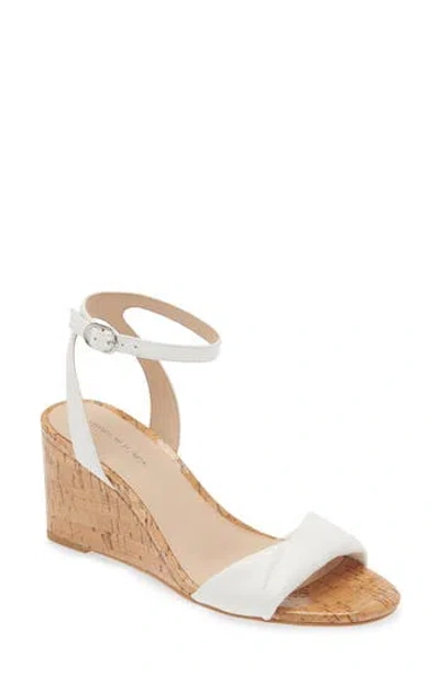 Stuart Weitzman Everly Wedge Sandal In White/cork