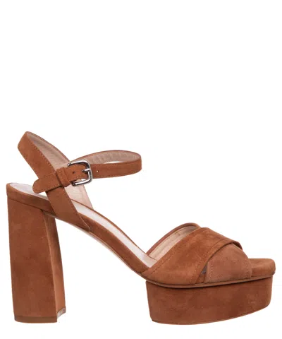 Stuart Weitzman Exposed Heeled Sandals In Brown