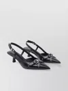 Stuart Weitzman Eyelet Leather Kitten Heel Slingback Pumps