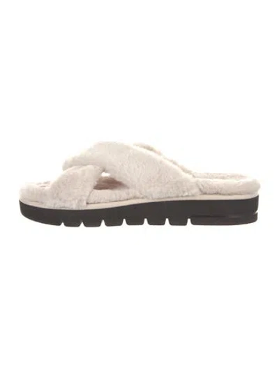 Pre-owned Stuart Weitzman Faux Fur Slides In Multi