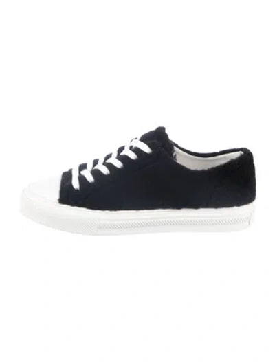 Pre-owned Stuart Weitzman Faux Fur Sneakers In Blue/white