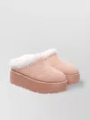 Stuart Weitzman Faux Fur Trim Pearl Embellished Platform Mules