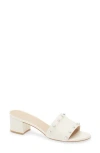Stuart Weitzman Faux Pearl Slide Sandal In Chalk