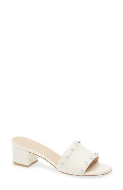 Stuart Weitzman Faux Pearl Slide Sandal In Chalk