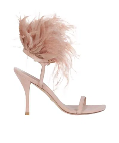 Stuart Weitzman Feather-decorated High-heeled Sandals In Q24