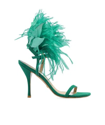 STUART WEITZMAN FEATHER HIGH-HEELED SANDALS