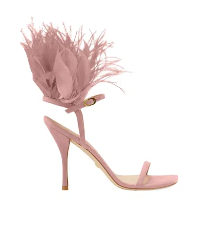 Stuart Weitzman Feather High-heeled Sandals In Pink