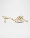 Stuart Weitzman Felicity Bow-detailed Metallic Leather Sandals In Platino