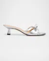 Stuart Weitzman Felicity 50 Bow-top Slide Sandals In Silver