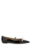 Stuart Weitzman Bow Patent Leather Pointed Toe Ballerinas