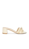 Stuart Weitzman Felicity Raffia Bow Mule Sandals In Linen & Natural