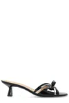 Stuart Weitzman Felicity Leather Bow Kitten-heel Mules In Black