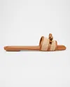 Stuart Weitzman Slide Sandals With Bow Detail In Hazel/natural