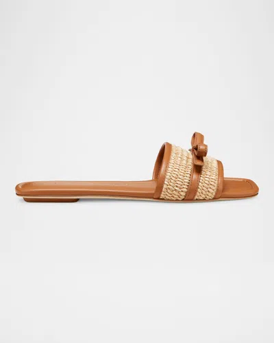 STUART WEITZMAN FELICITY BOW LEATHER FLAT SANDALS