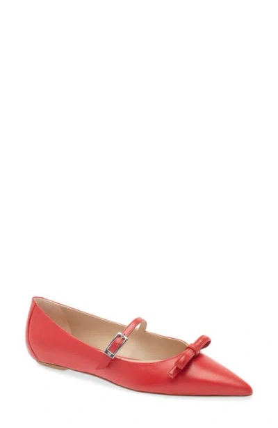 Stuart Weitzman Felicity Bow Mary Jane Flat In Cherry