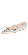 Stuart Weitzman Felicity Bow Mary Jane Flats Silver/poudre In Silver/poudre