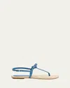 Stuart Weitzman Felicity Denim Bow T-strap Sandals