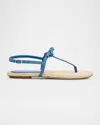 Stuart Weitzman Felicity Denim Bow T-strap Sandals In Washednatural