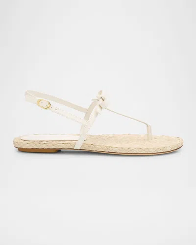 Stuart Weitzman Felicity Leather Bow Espadrille Sandals In Creamnatural