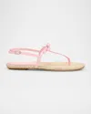 Stuart Weitzman Felicity Leather Bow Espadrille Sandals In Pink Marshmallow/nat