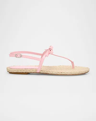 Stuart Weitzman Felicity Leather Bow Espadrille Sandals