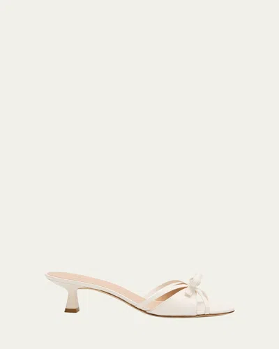 STUART WEITZMAN FELICITY LEATHER BOW KITTEN-HEEL MULES
