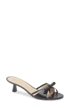Stuart Weitzman Felicity Leather Bow Kitten-heel Mules In Black