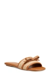Stuart Weitzman Slide Sandals With Bow Detail In Hazel/natural