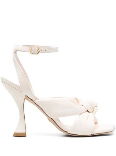 Stuart Weitzman Knot-detail Leather Sandals In White