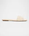 Stuart Weitzman Fia Cotton Flat Slide Sandals In Linen