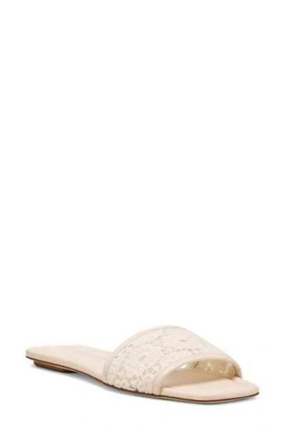Stuart Weitzman Fia Cotton Flat Slide Sandals In Linen