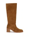 Stuart Weitzman 60mm Finn Suede-leather Block-heel Boots In Brown