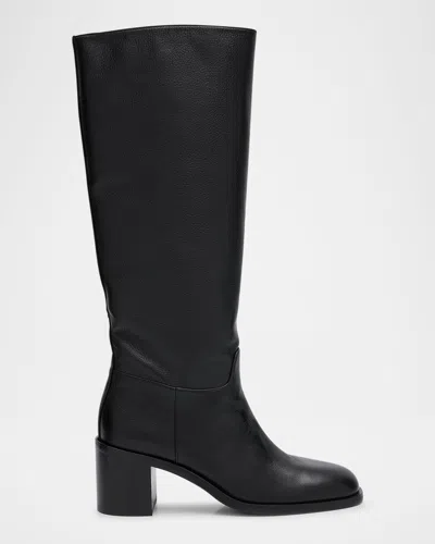 Stuart Weitzman Finn Leather Knee Boots In Black